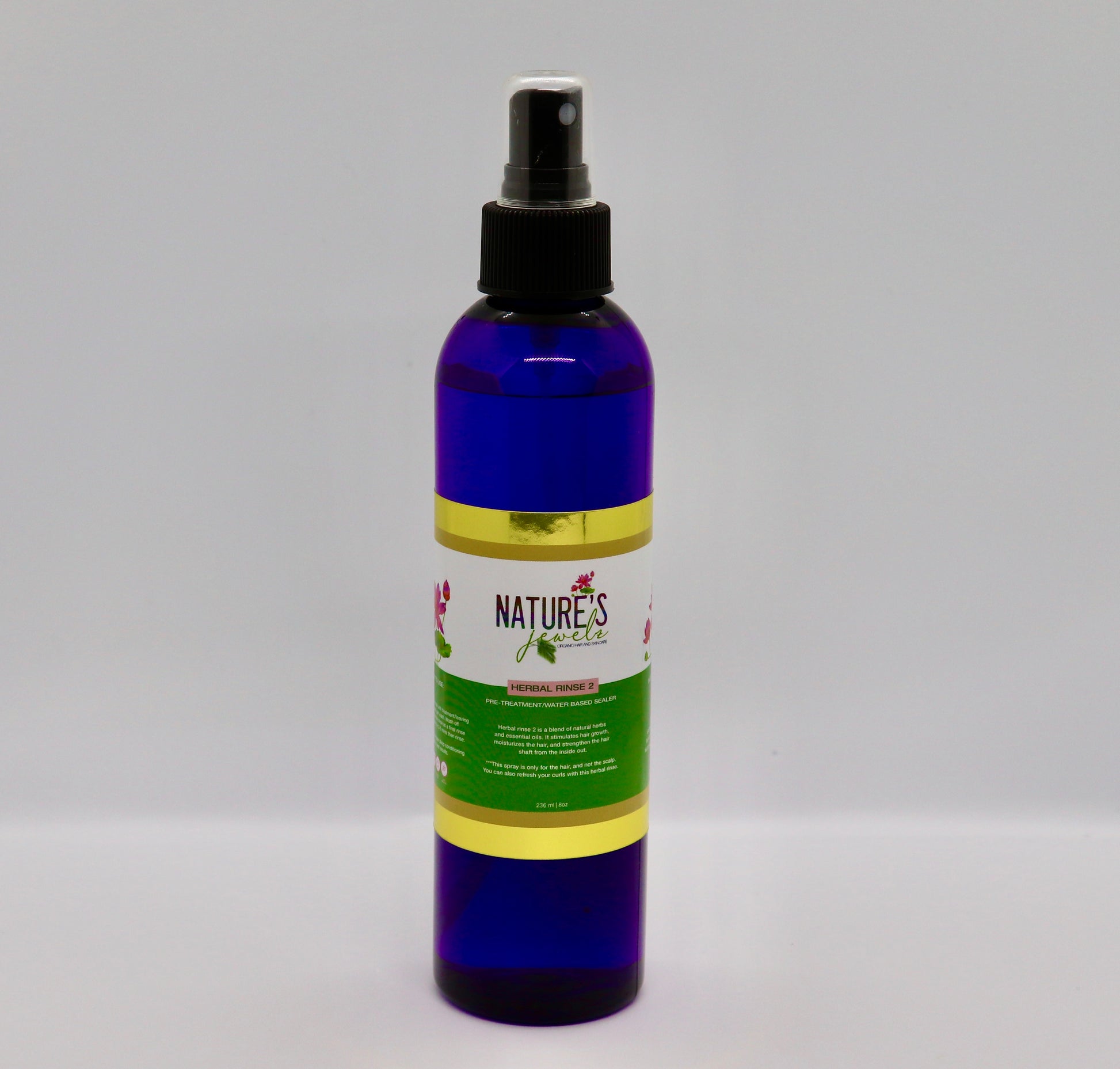 Nature's jewelz floral infusion hair rinse side view