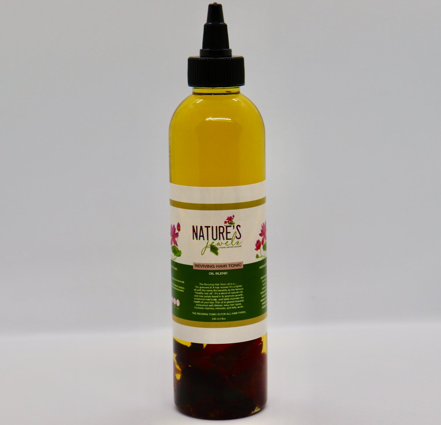 Nature's jewelz replenishing herbal hair tonic side view